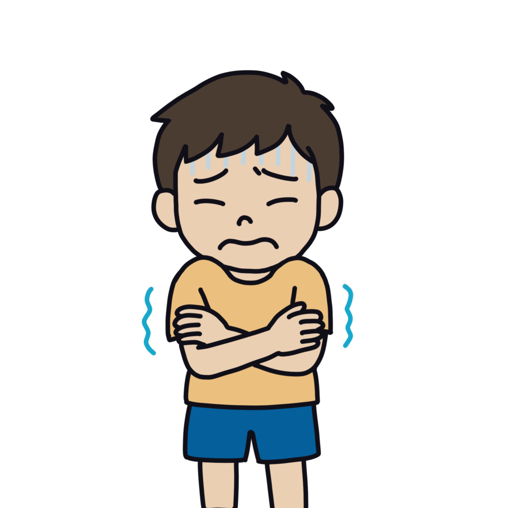 寒さを感じている男の子のイラスト素材