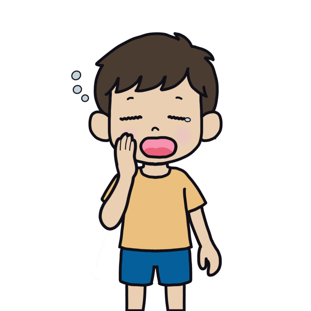 眠気を感じている男の子のフリーイラスト
