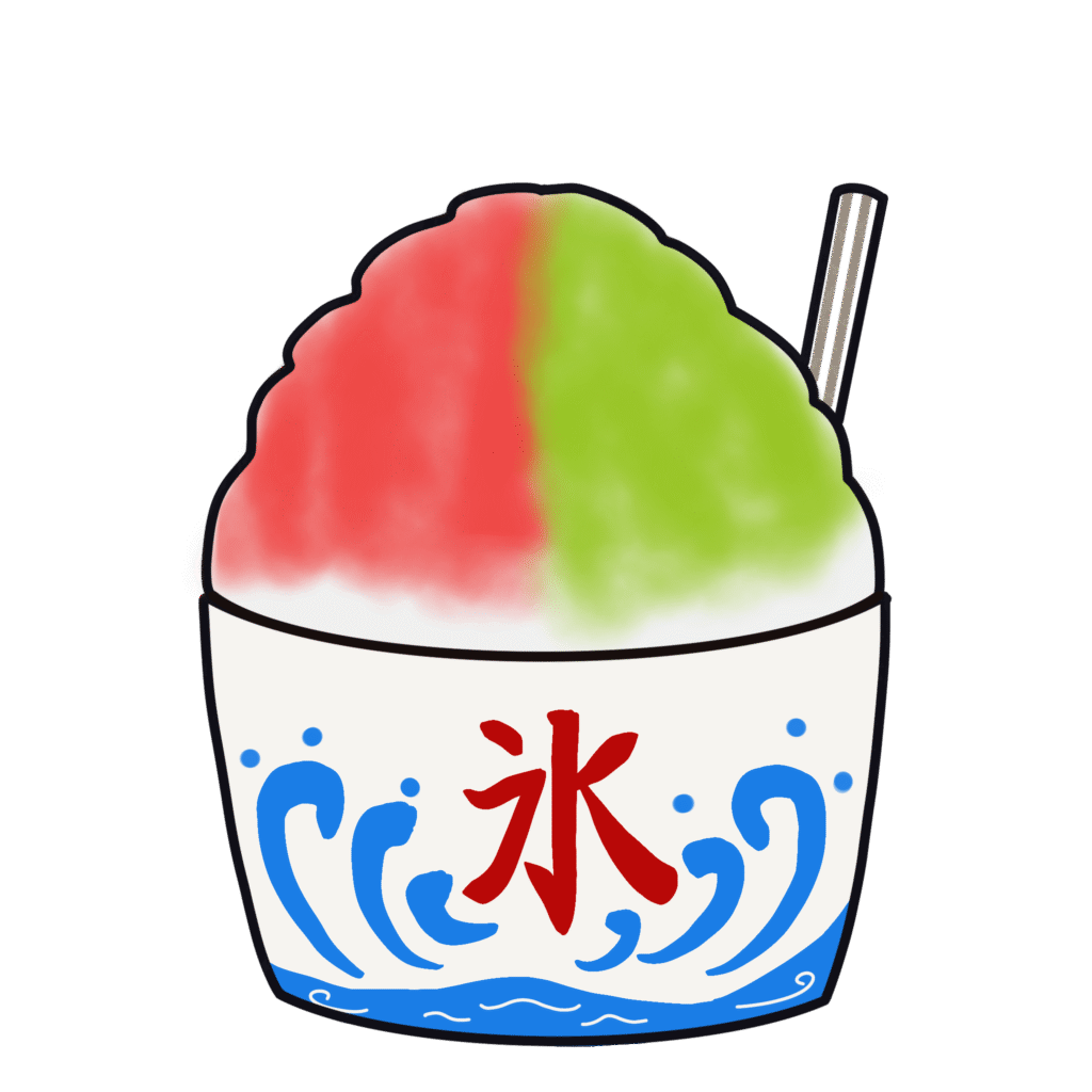 かき氷（赤×緑）のイラスト素材