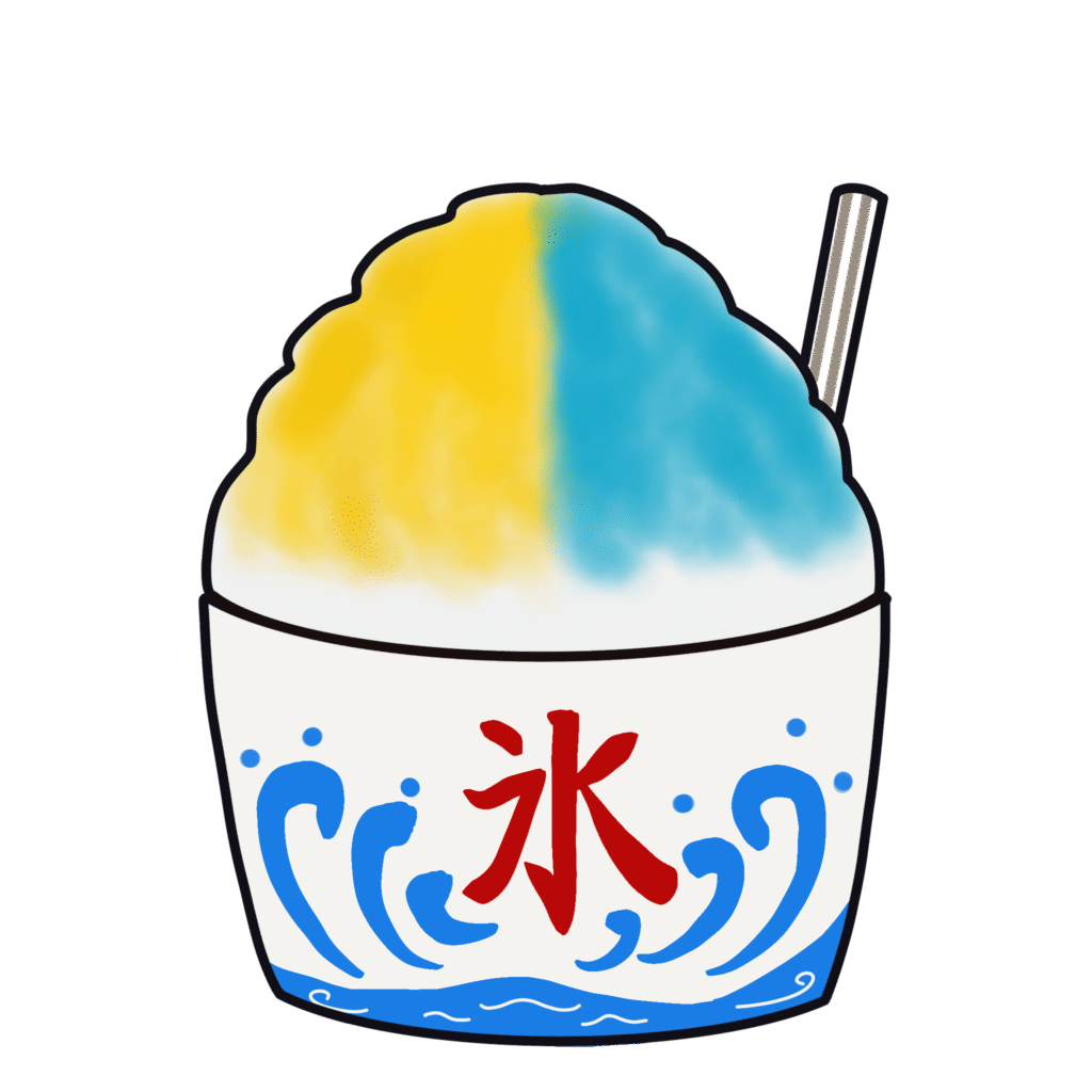 かき氷（黄×青）のイラスト素材