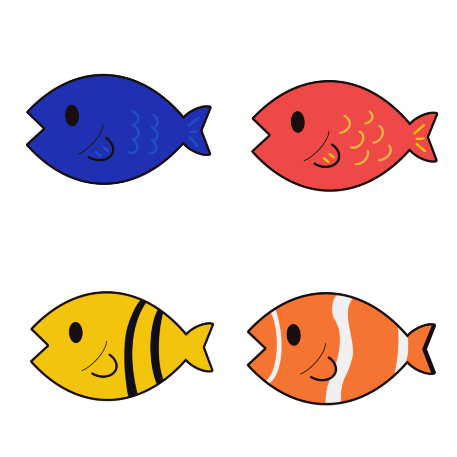 カラフルなさかな（魚・サカナ）のイラスト素材