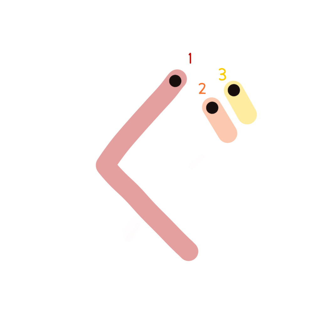 ひらがな『ぐ』のなぞり書き（カラー）