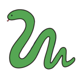 緑色のへび（ヘビ、蛇）のイラスト素材