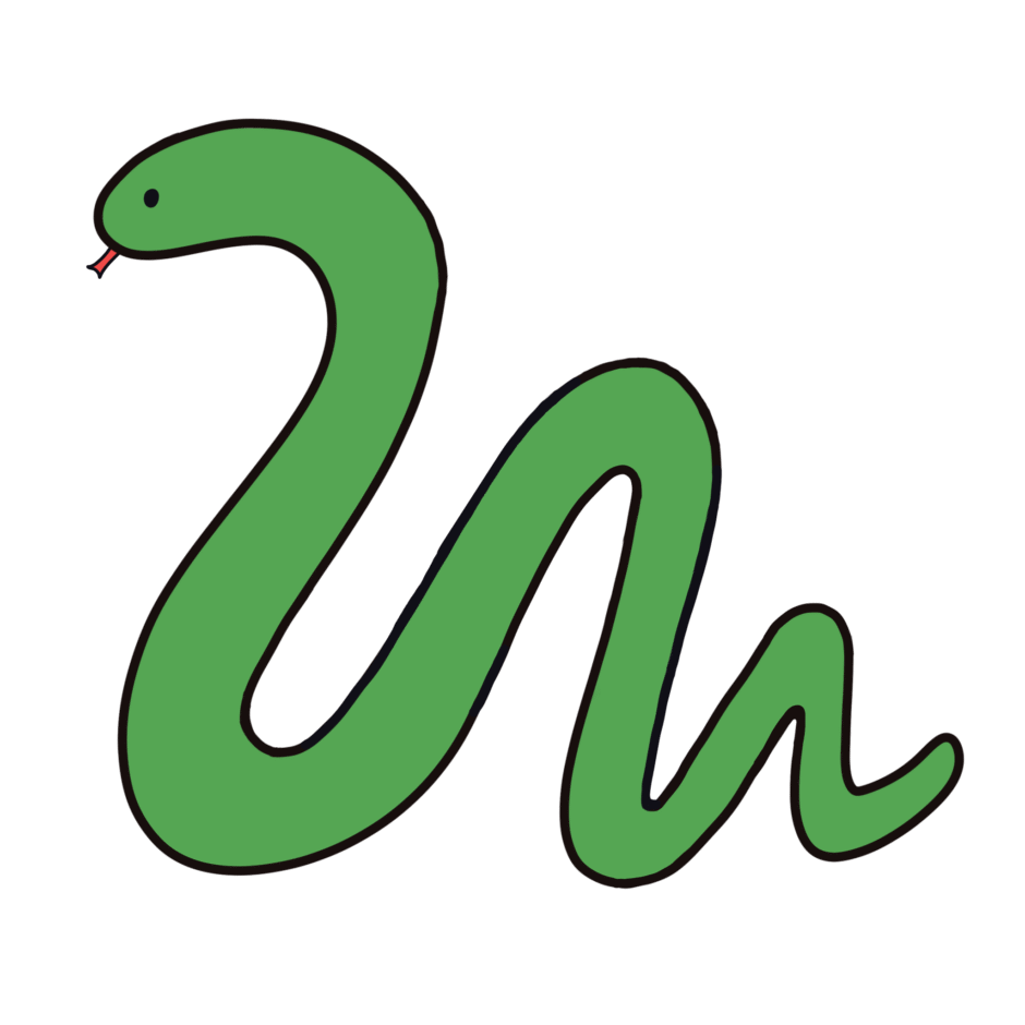 緑色のへび（ヘビ、蛇）のイラスト素材