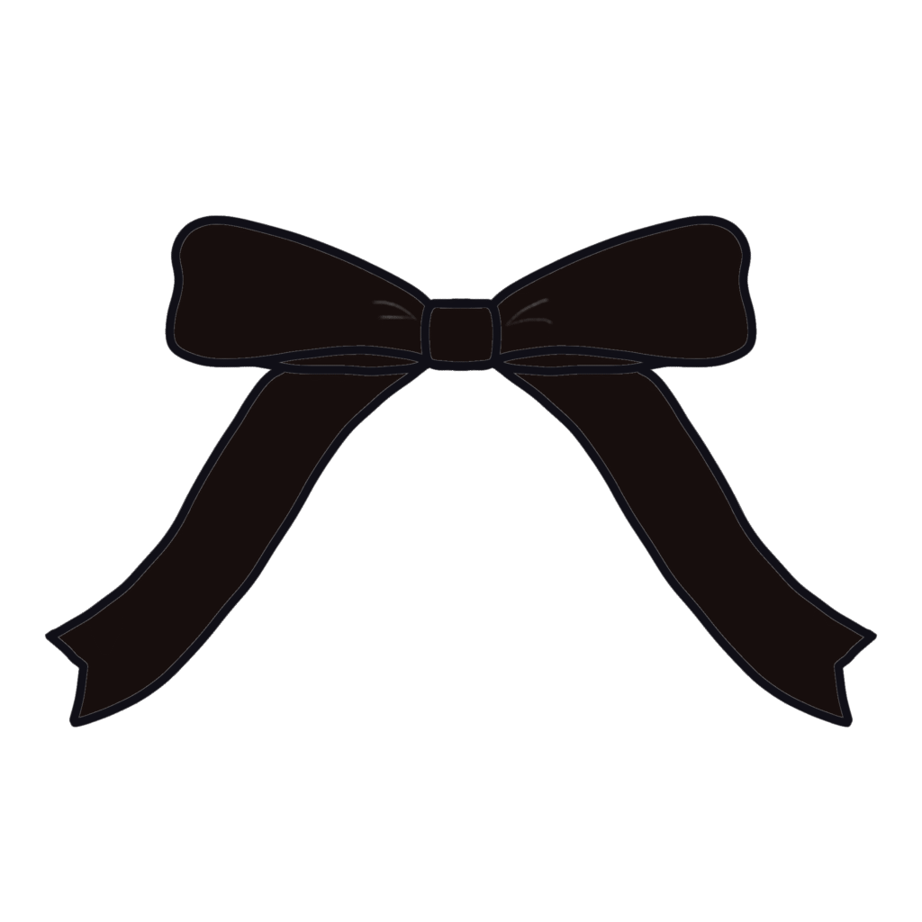 黒色の長いりぼん（リボン）のイラスト素材