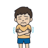 寒さを感じている男の子のイラスト素材