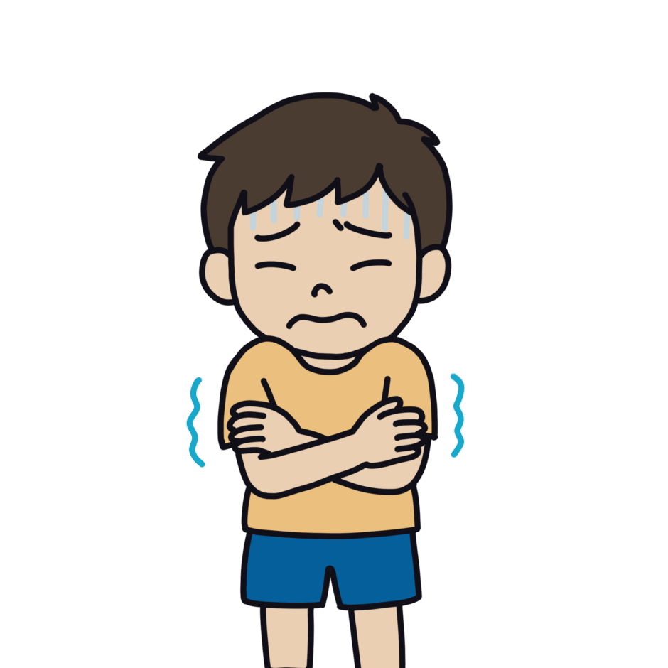 寒さを感じている男の子のイラスト素材