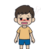 暑さを感じている男の子のイラスト素材