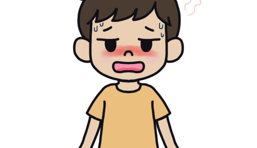 『男の子』のフリーイラスト　【体調】暑い／発熱