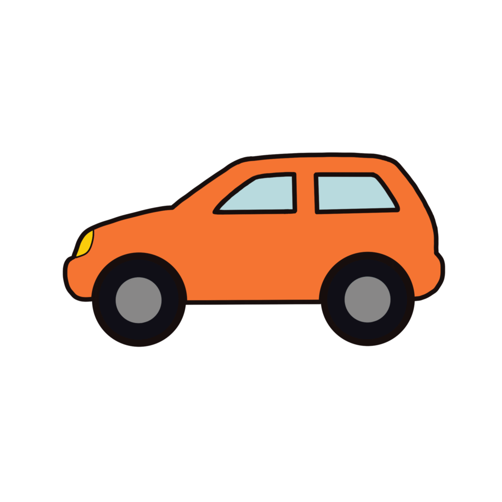 オレンジ色の車（くるま、クルマ）のイラスト素材