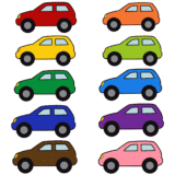 カラフルな車（くるま、クルマ）のイラスト素材