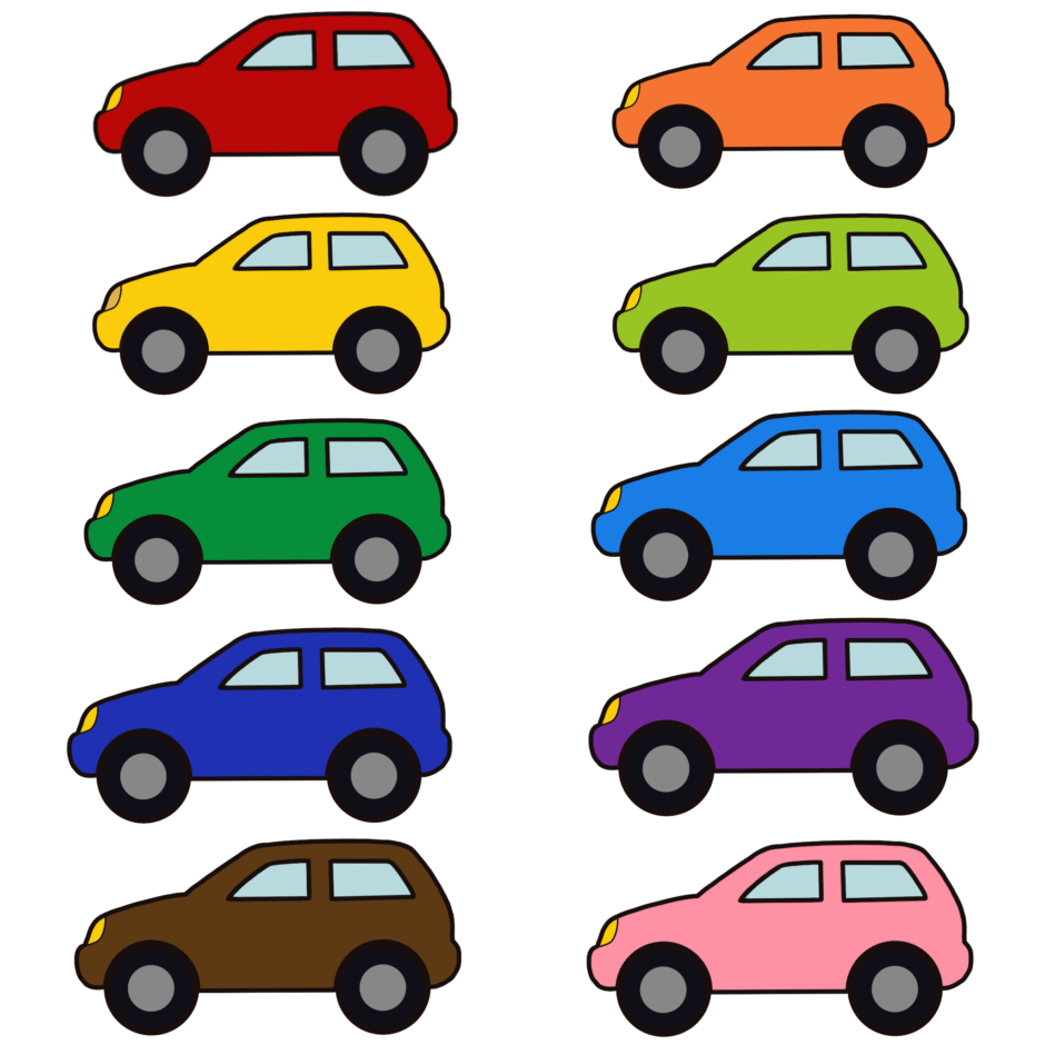 カラフルな車（くるま、クルマ）のイラスト素材