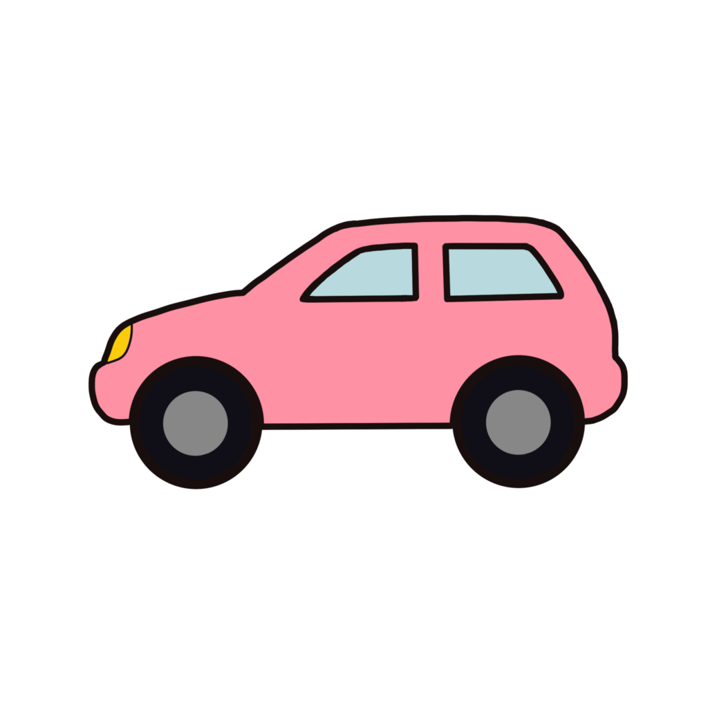 ピンク色（桃色）の車（くるま、クルマ）のイラスト素材
