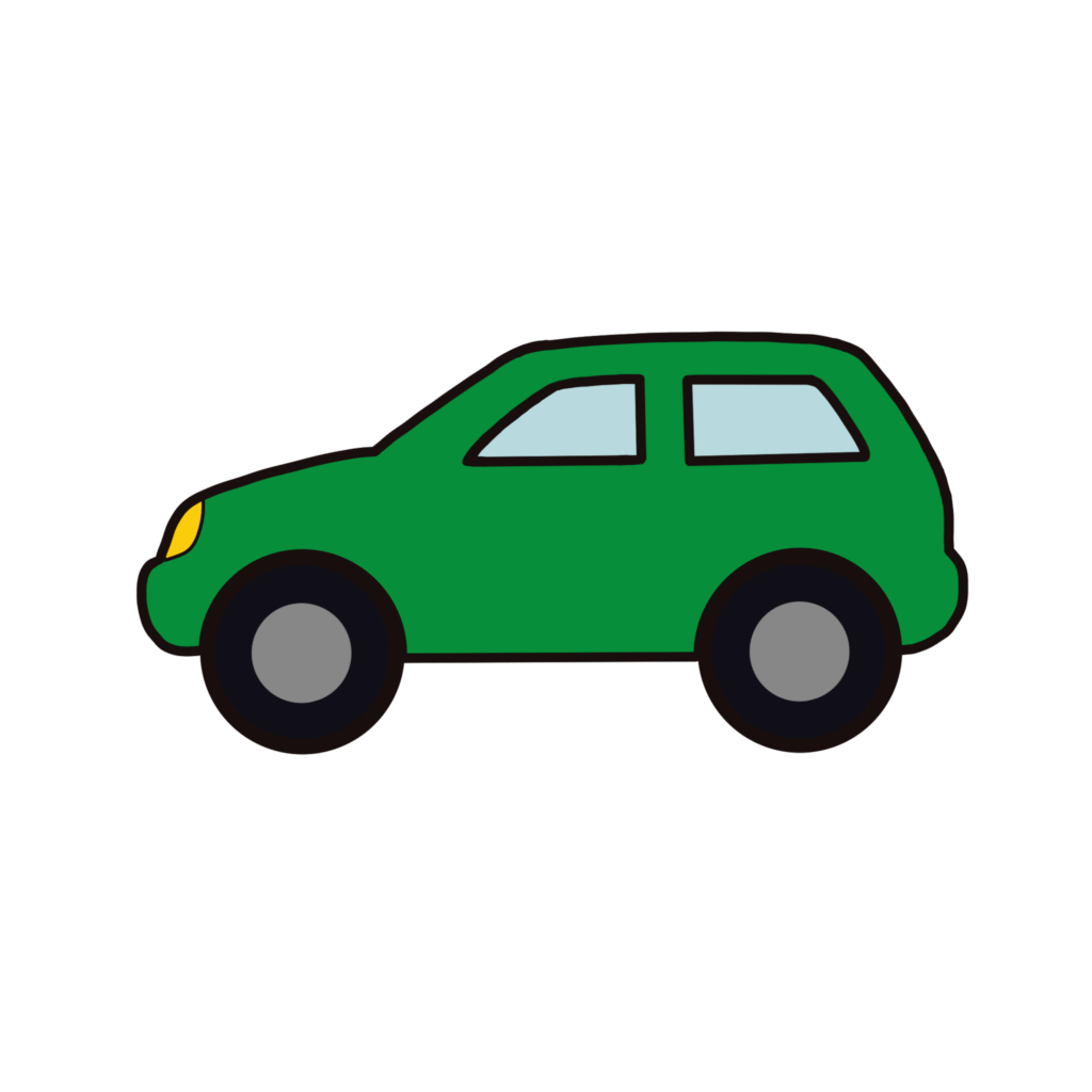 緑色の車（くるま、クルマ）のイラスト素材