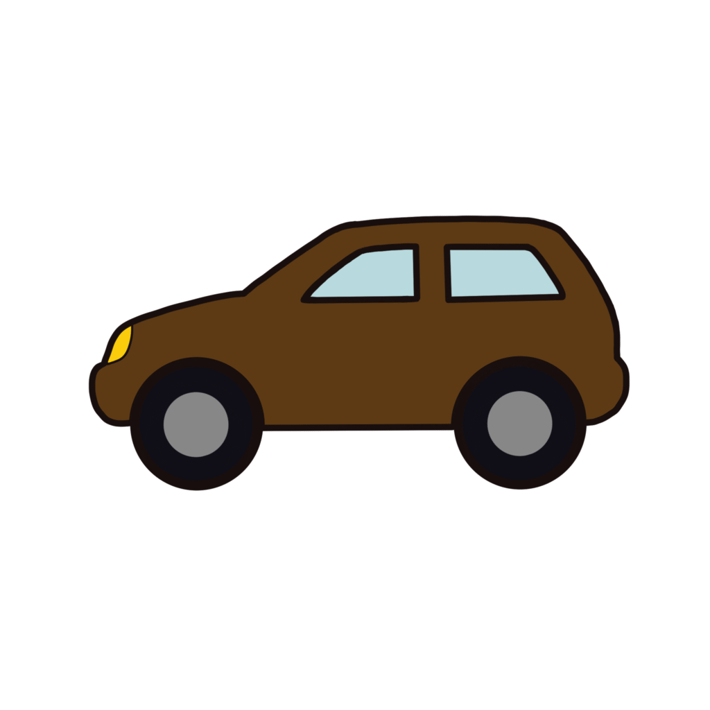 茶色の車（くるま、クルマ）のイラスト素材