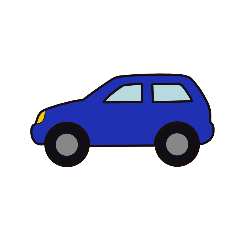 青色の車（くるま、クルマ）のイラスト素材