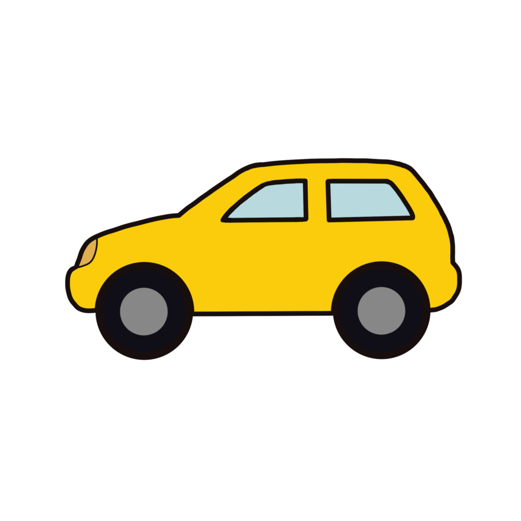 黄色の車（くるま、クルマ）のイラスト素材