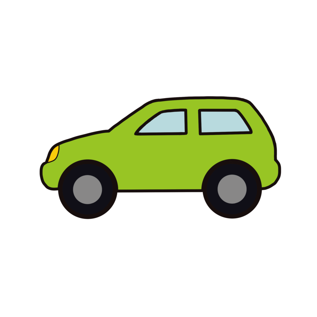 黄緑色の車（くるま、クルマ）のイラスト素材