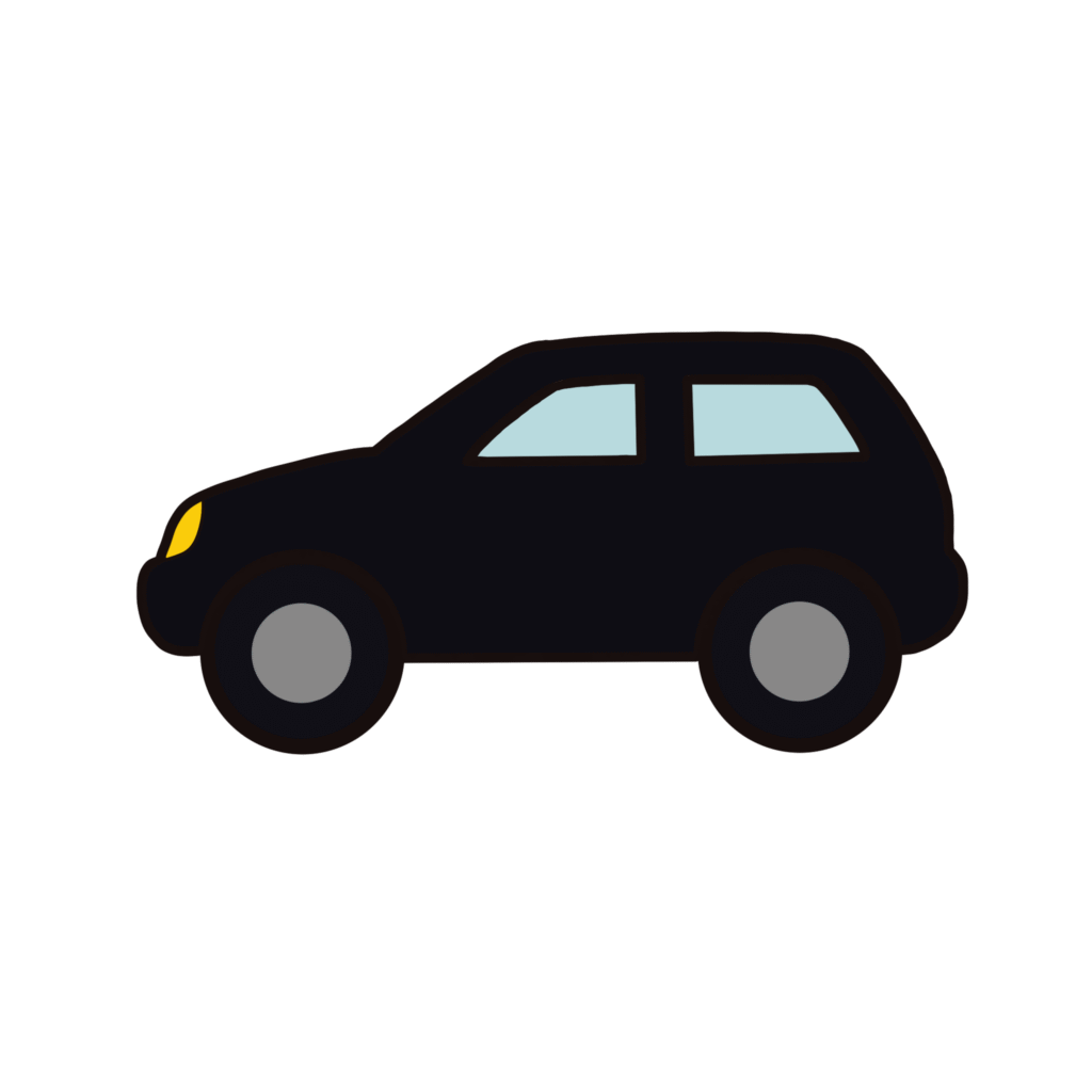 黒色の車（くるま、クルマ）のイラスト素材