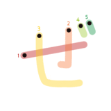 ひらがな『ぜ』のなぞり書き（カラー）