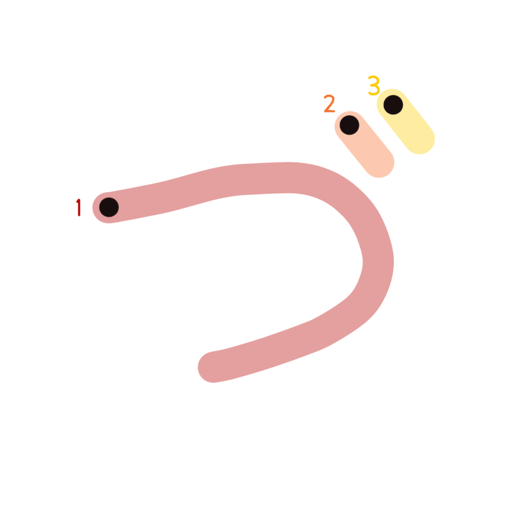 ひらがな『づ』のなぞり書き（カラー）
