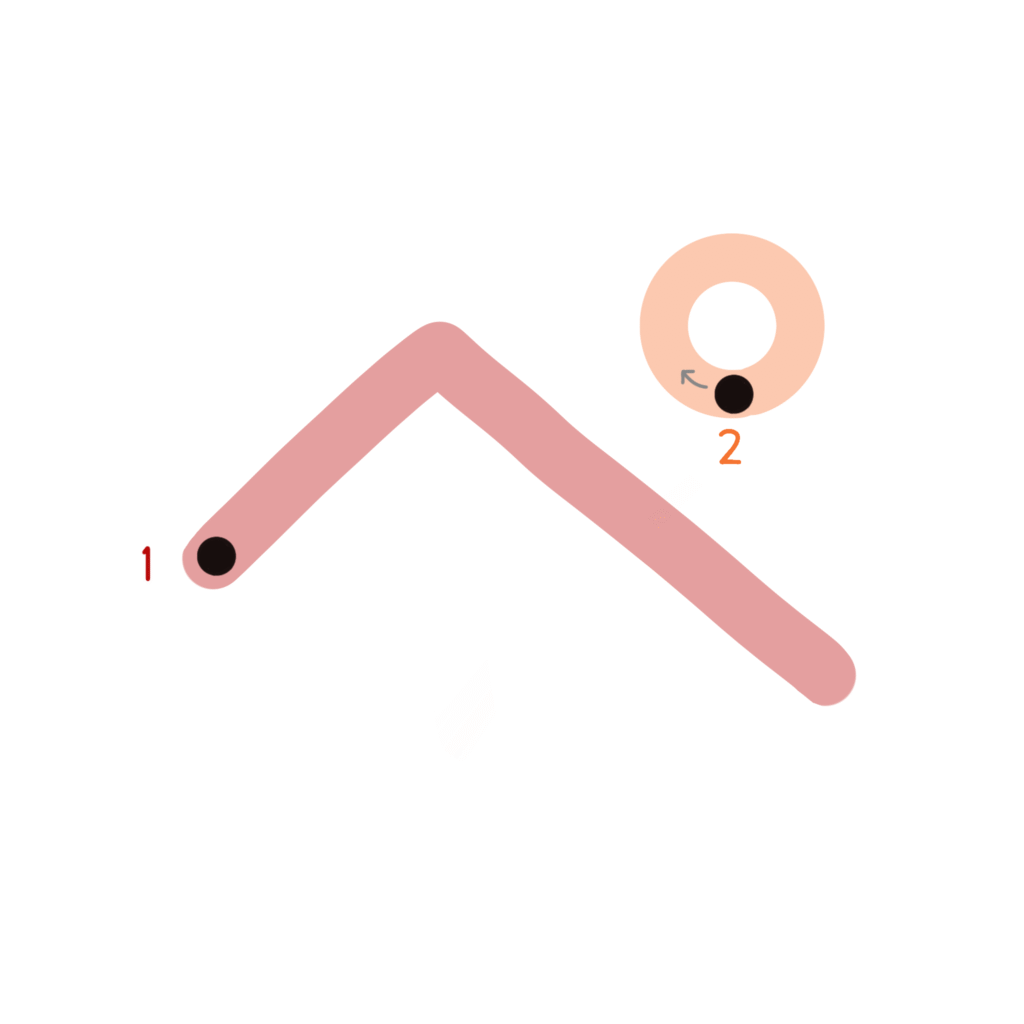 ひらがな『ぺ』のなぞり書き（カラー）