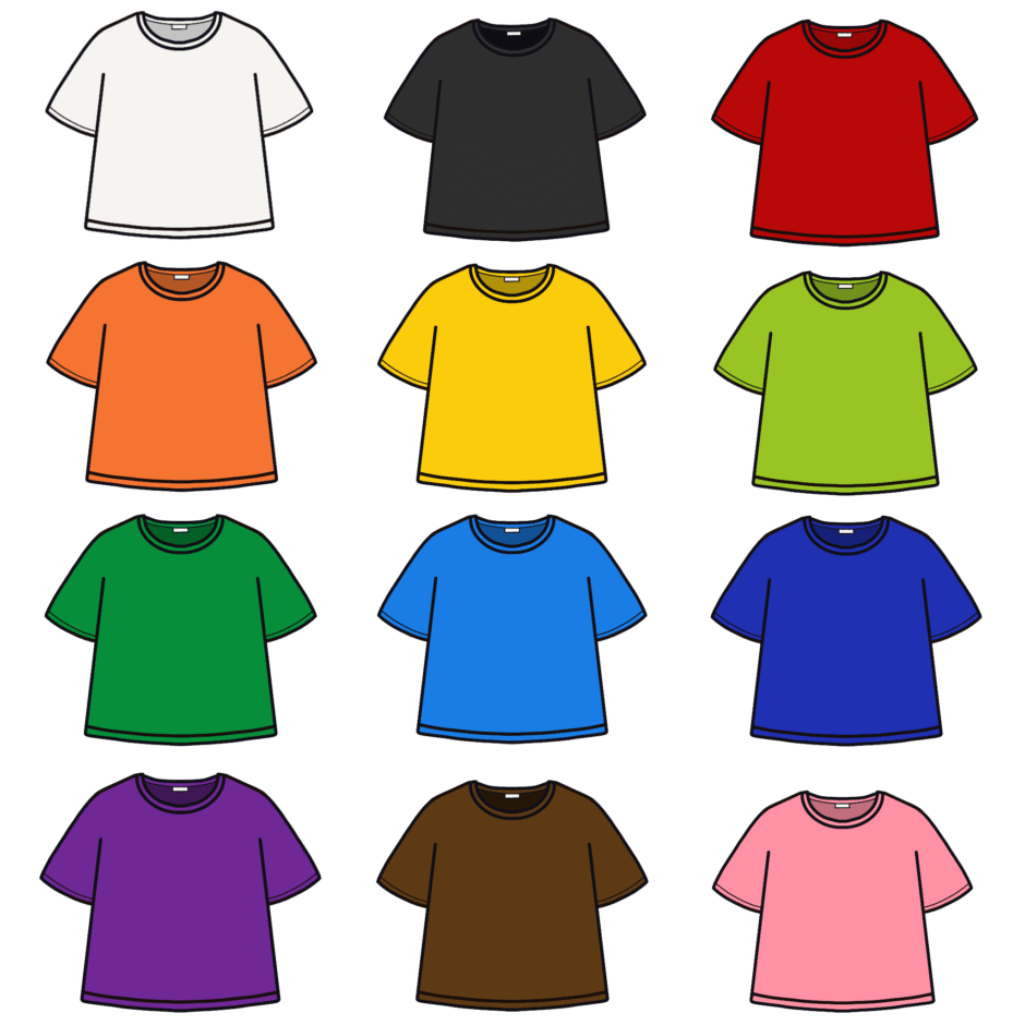 カラフルな半袖Tシャツのイラスト素材