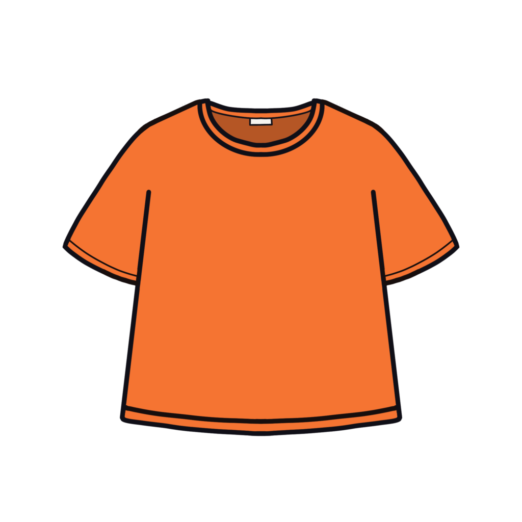オレンジ色の半袖Tシャツのイラスト素材