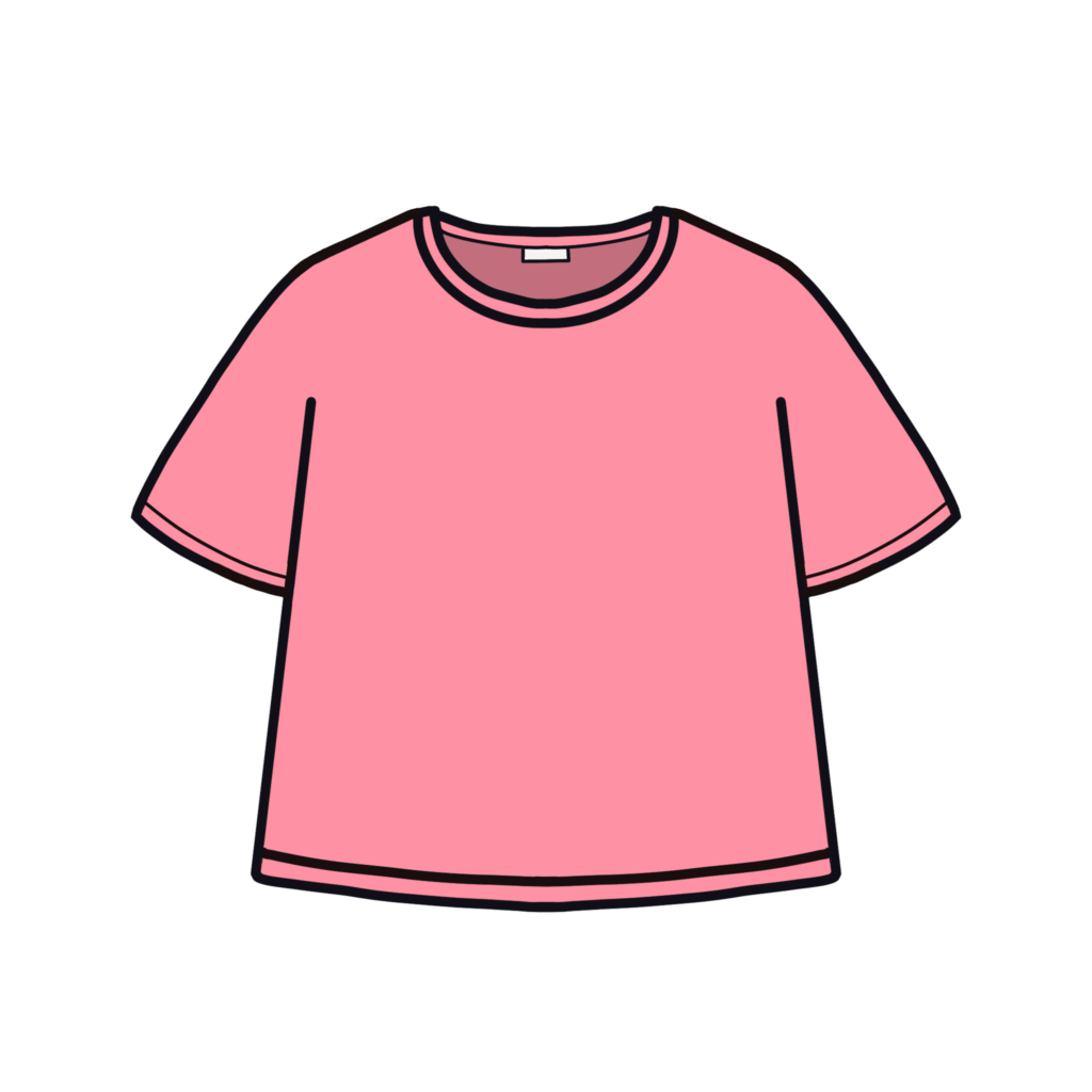 ピンク色の半袖Tシャツのイラスト素材