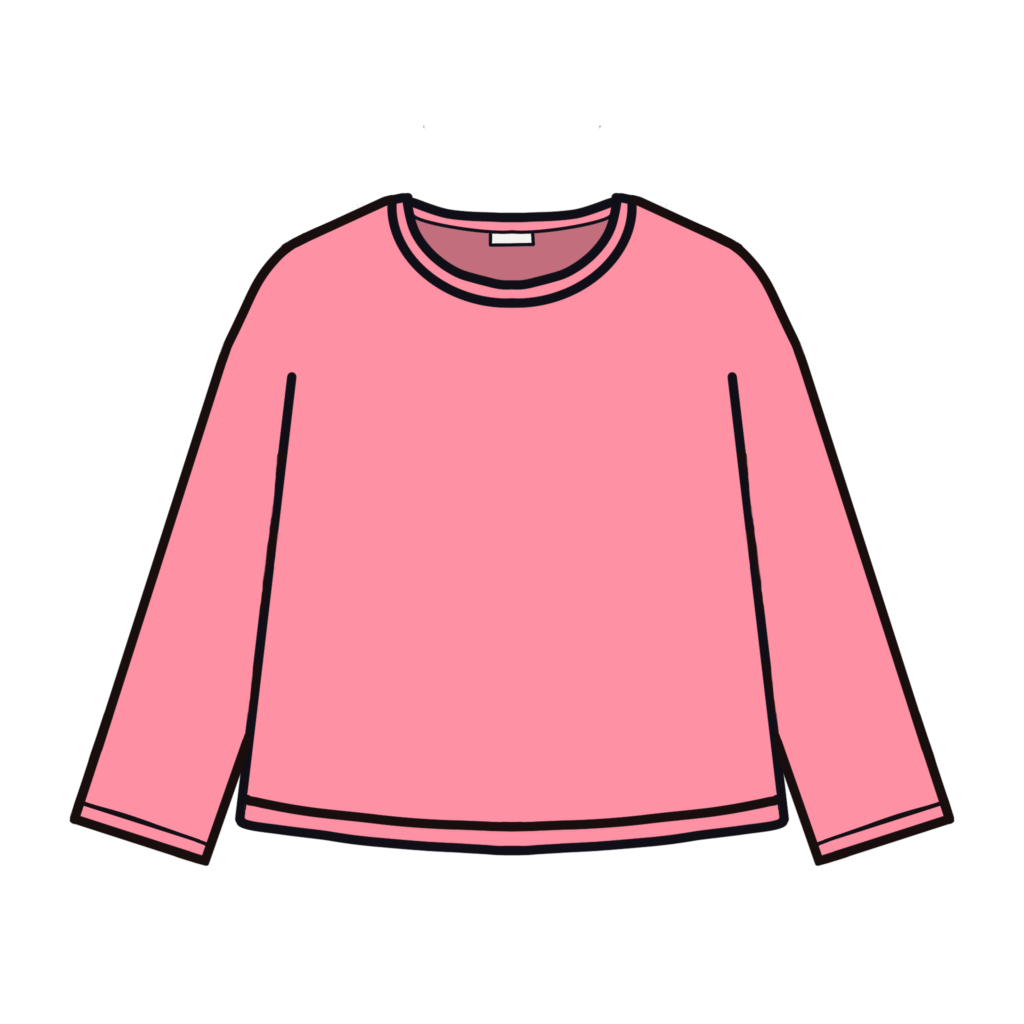 ピンク色の長袖Tシャツのイラスト素材