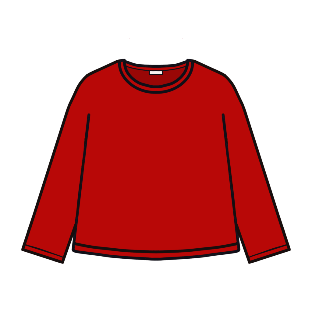 赤い長袖Tシャツのイラスト素材