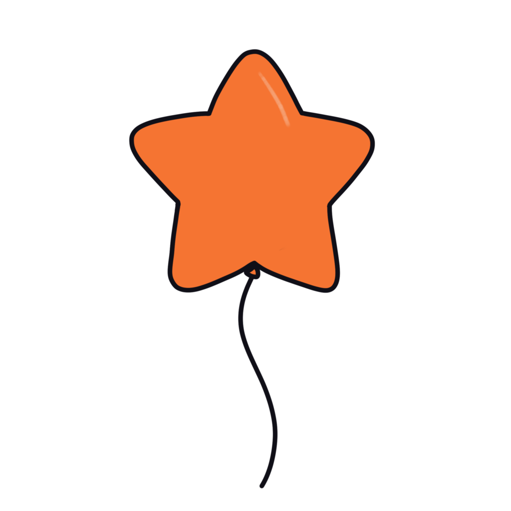 オレンジ色の風船（星型）のイラスト素材