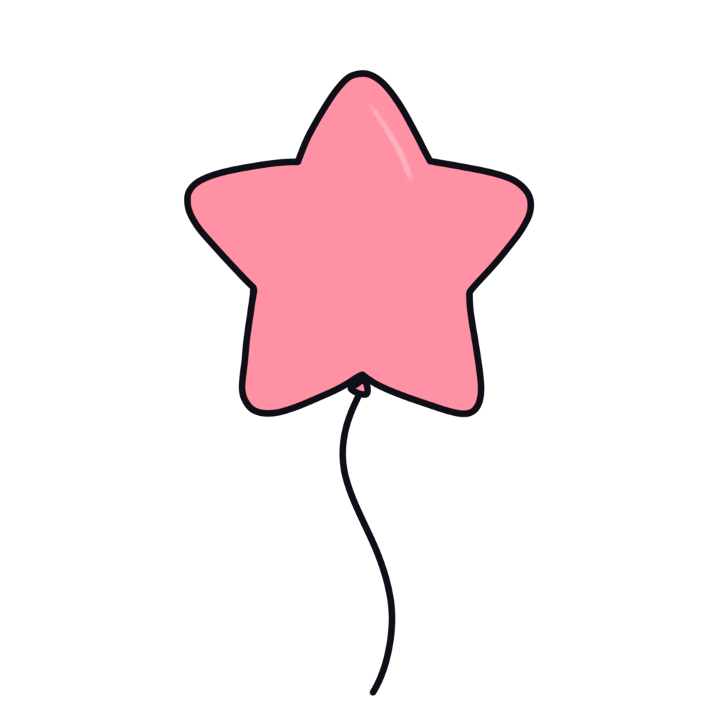 ピンク色の風船（星型）のイラスト素材