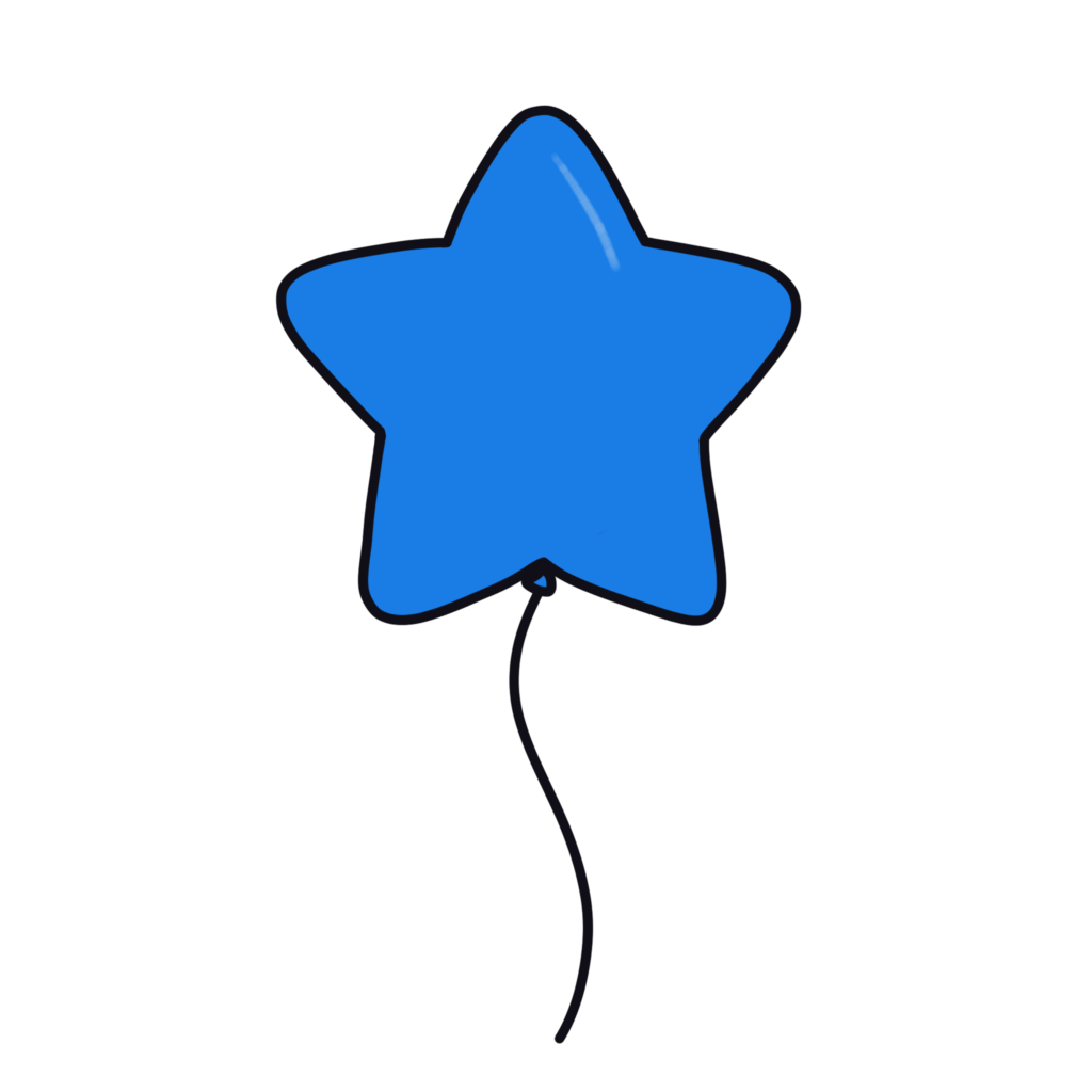 水色の風船（星型）のイラスト素材