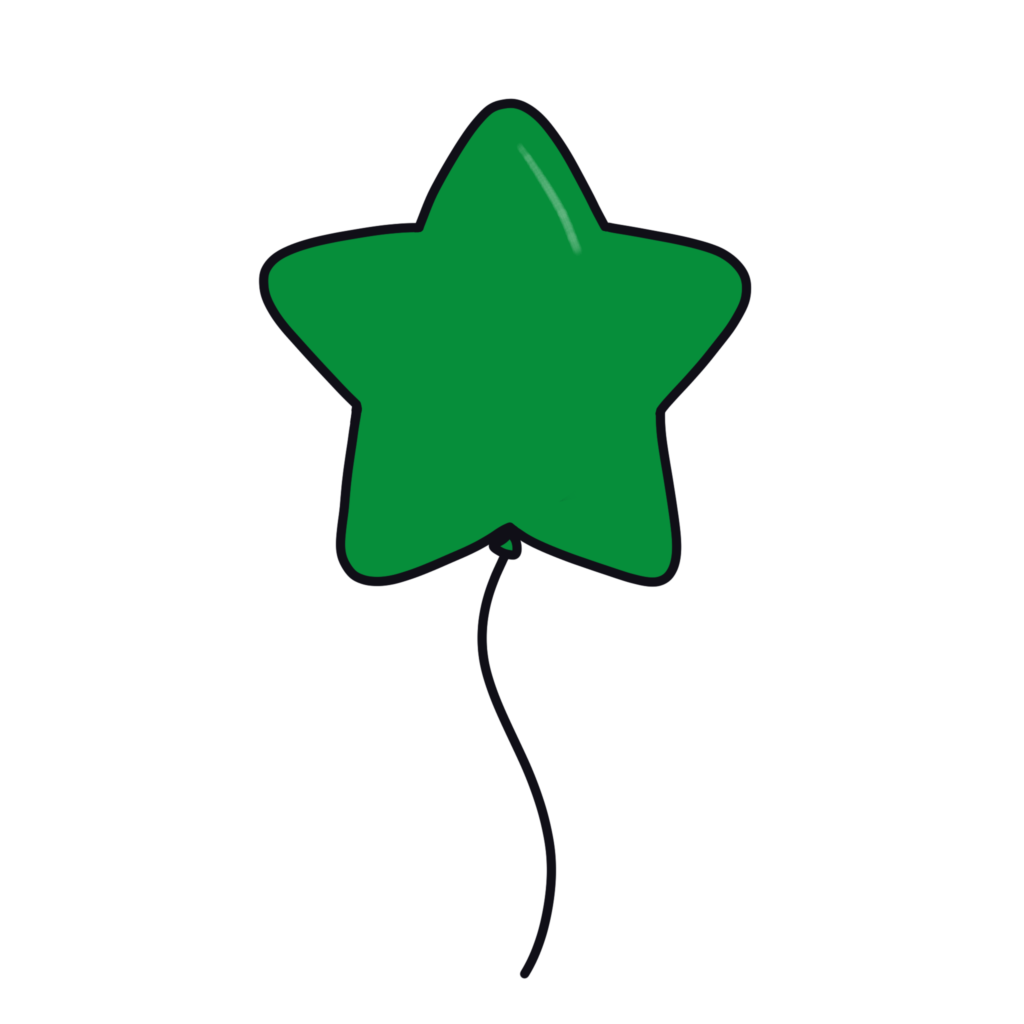 緑色の風船（星型）のイラスト素材