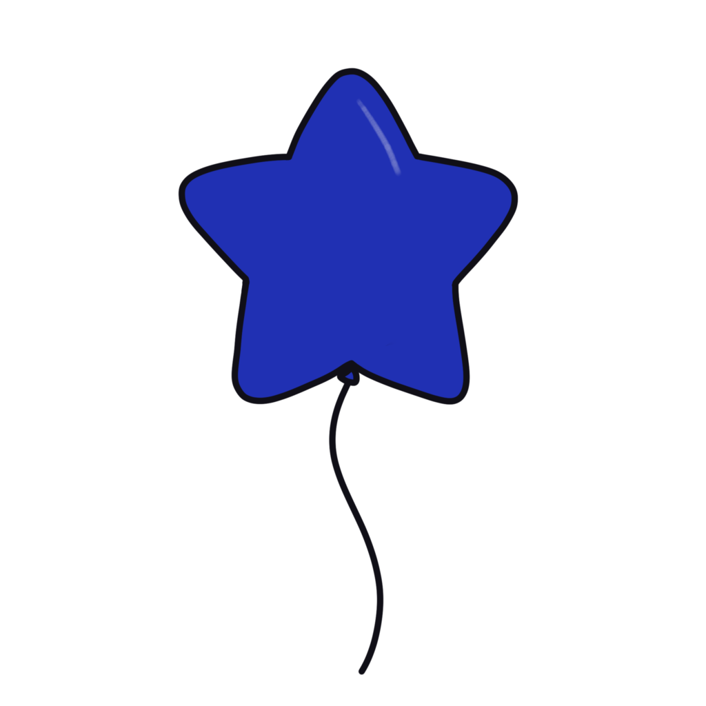 青い風船（星型）のイラスト素材