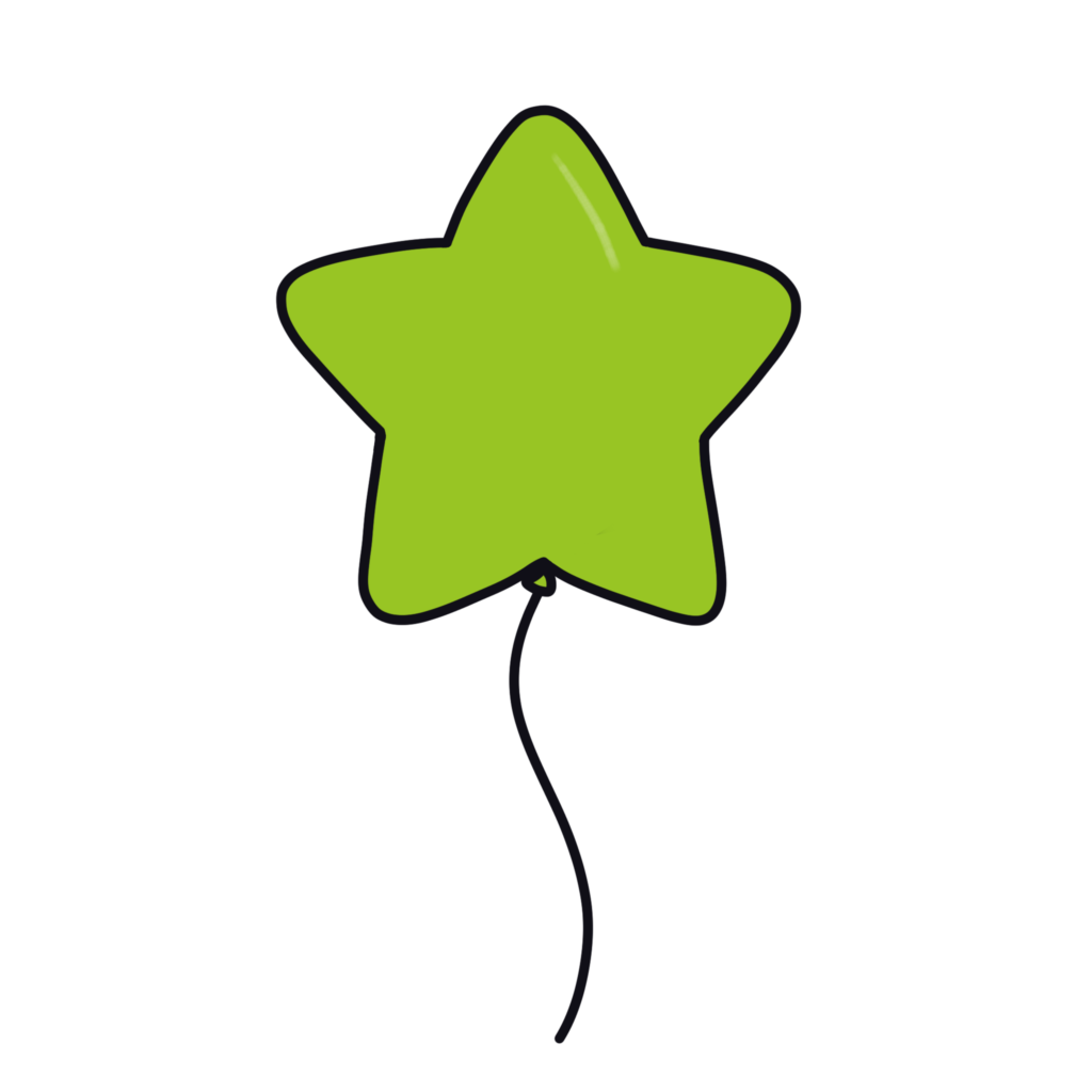 黄緑色の風船（星型）のイラスト素材